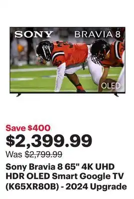 Best Buy Sony Bravia 8 65 4K UHD HDR OLED Smart Google TV (K65XR80B) - 2024 offer