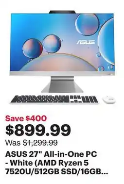 Best Buy ASUS 27 All-in-One PC - White (AMD Ryzen 5 7520U/512GB SSD/16GB RAM/Win 11) - Only at Best Buy offer