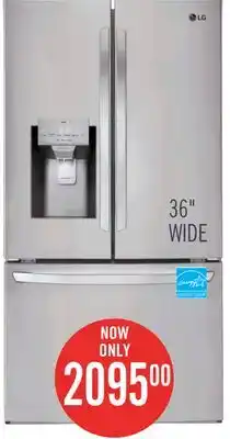 The Brick LG 36 28 Cu. Ft. French-Door Refrigerator - Smudge Proof Stainless Steel - LRFS28XBS offer