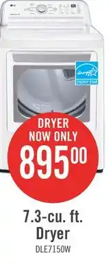 The Brick LG 7.3 Cu. Ft. Electric Dryer - White - DLE7150W offer