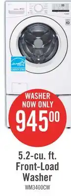 The Brick LG 5.2 Cu. Ft. Front-Load High-Efficiency Washer - White - Stackable - WM3400CW offer