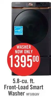 The Brick Samsung 5.8 Cu. Ft. Front-Load Steam Washer - Black Stainless Steel - Stackable - WF50BG8300AVUS offer