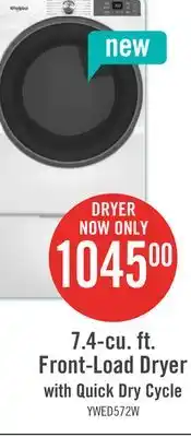 The Brick Whirlpool 7.4 Cu. Ft. Smart Electric Dryer with Wrinkle Shield - White - YWED5720RW offer