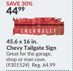 Princess Auto 45.6 x 16 in. Chevy Tailgate Sign offer