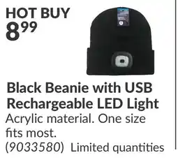 Princess Auto Black Beanie with USB Rechargeable LED Light offer