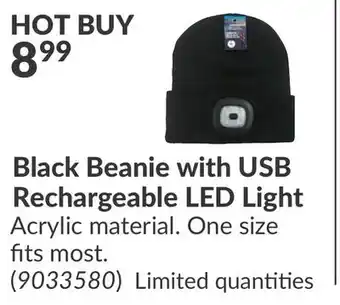 Princess Auto Black Beanie with USB Rechargeable LED Light offer