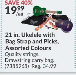 Princess Auto 21 in. Ukelele with Bag Strap and Picks, Assorted Colours offer