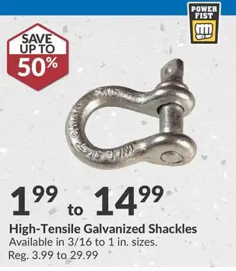 Princess Auto High-Tensile Galvanized Shackles offer