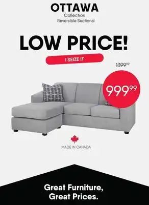 Meubles RD OTTAWA Collection Reversible Sectional offer