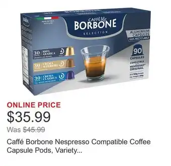 Costco Caffé Borbone Nespresso Compatible Coffee Capsule Pods, Variety Box, 90-count offer