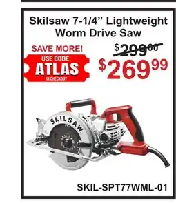 Atlas Tools & Machinery Skilsaw 7-1/4 Lightweight Worm Drive Saw offer