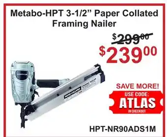 Atlas Tools & Machinery Metabo-HPT 3-1/2 Paper Collated Framing Nailer offer
