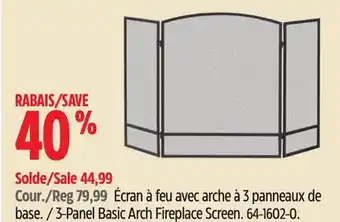 Canadian Tire Panacea 3-Panel Basic Arch Fireplace Screen offer