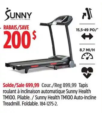 Canadian Tire Sunny Health TM100 Auto-Incline Foldable offer