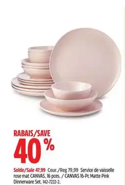 Canadian Tire CANVAS 16-Pc Matte Pink Dinnerware Set offer