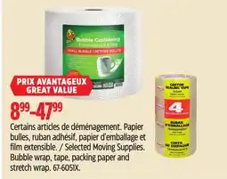 Canadian Tire Selected Moving Supplies. Bubble wrap, tape, packing paper and stretch wrap offer