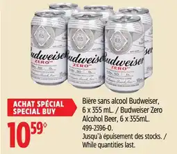 Canadian Tire Budweiser Zero Alcohol Beer, 6 x 355mL offer