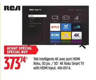 Canadian Tire RCA 50˝ 4K Roku Smart TV with HDMI Input offer