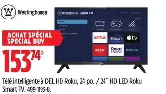 Canadian Tire Westinghouse 24˝ HD LED Roku Smart TV offer