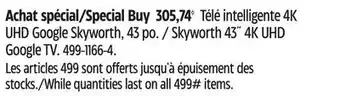 Canadian Tire Skyworth 43˝ 4K UHD Google TV offer