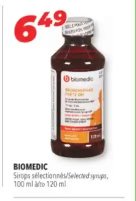 Familiprix BIOMEDIC Selected syrups 100 ml to 120 ml offer