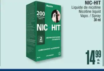 Jean Coutu NIC-HIT Nicotine liquid Spray offer