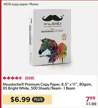 123Ink Moustache Premium Copy Paper, 8.5 x 11, 80gsm, 95 Bright White, 500 Sheets/Ream - 1 Ream offer