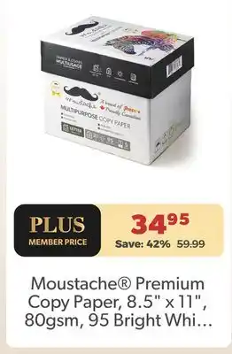 Shopper+ Moustache Premium Copy Paper, 8.5 x 11, 80gsm, 95 Bright White, 500 Sheets/Ream - 1 Ream offer