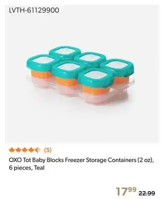 Shopper+ OXO Tot Baby Blocks Freezer Storage Containers (2 oz), 6 pieces, Teal offer