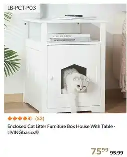 Shopper+ Enclosed Cat Litter Furniture Box House With Table - LIVINGbasics offer