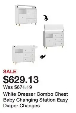 Bed Bath & Beyond White Dresser Combo Chest Baby Changing Station Easy Diaper Changes offer