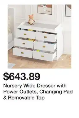 Bed Bath & Beyond Nursery Wide Dresser with Power Outlets, Changing Pad & Removable Top offer