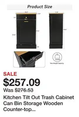 Bed Bath & Beyond Kitchen Tilt Out Trash Cabinet Can Bin Storage Wooden Counter-top Waste Baskets with Drawer offer