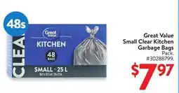 Walmart Great Value Small Clear Kitchen Garbage Bags offer