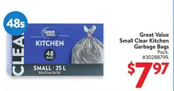 Walmart Great Value Small Clear Kitchen Garbage Bags offer