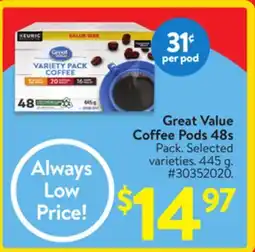 Walmart Great Value Coffee Pods 48s offer