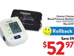 Walmart Omron 3 Series Blood Pressure Monitor offer