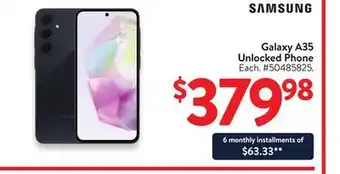 Walmart Galaxy A35 Unlocked Phone offer