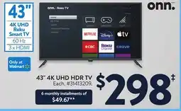 Walmart ONN 434K UHD HDR TV offer