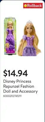 Walmart Disney Princess Rapunzel Fashion Doll and Accessory offer