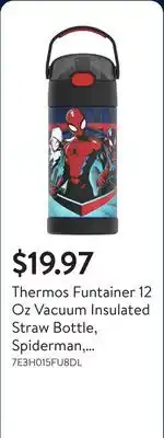 Walmart Thermos Funtainer 12 Oz Vacuum Insulated Straw Bottle, Spiderman, 12 OZ Bottle offer