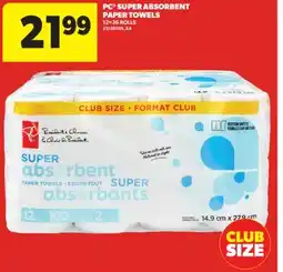 Real Canadian Superstore PC SUPER ABSORBENT PAPER TOWELS, 12 = 36 ROLLS offer