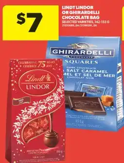 Real Canadian Superstore LINDT LINDOR OR GHIRARDELLI CHOCOLATE BAG, 142-153 G offer