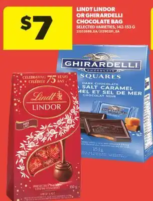 Real Canadian Superstore LINDT LINDOR OR GHIRARDELLI CHOCOLATE BAG, 142-153 G offer