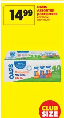 Real Canadian Superstore OASIS ASSORTED JUICE BOXES, 40X200 ML offer