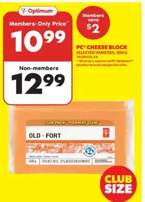 Real Canadian Superstore PC CHEESE BLOCK, 500 G offer