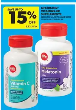 Real Canadian Superstore LIFE BRAND VITAMINS OR SUPPLEMENTS offer