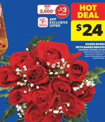 Real Canadian Superstore DOZEN ROSES WITH BABIES BREATH, 50 CM offer