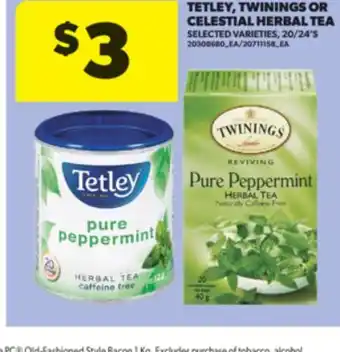 Real Canadian Superstore TETLEY, TWININGS OR CELESTIAL HERBAL TEA, 20/24' S offer