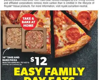 Real Canadian Superstore 14 TAKE AND BAKE PIZZA, 797-857 G offer